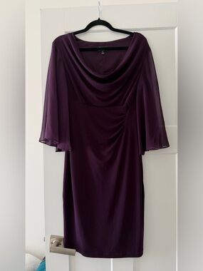 Connected Apparel Deep Plum Cowl-Neck Evening Dress